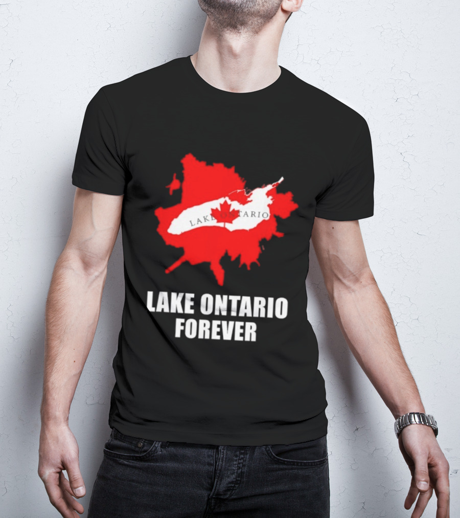 Lake Ontario Forever Canada Map Red Leaf T-Shirt