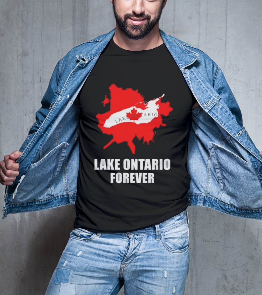 Lake Ontario Forever Canada Map Red Leaf T-Shirt