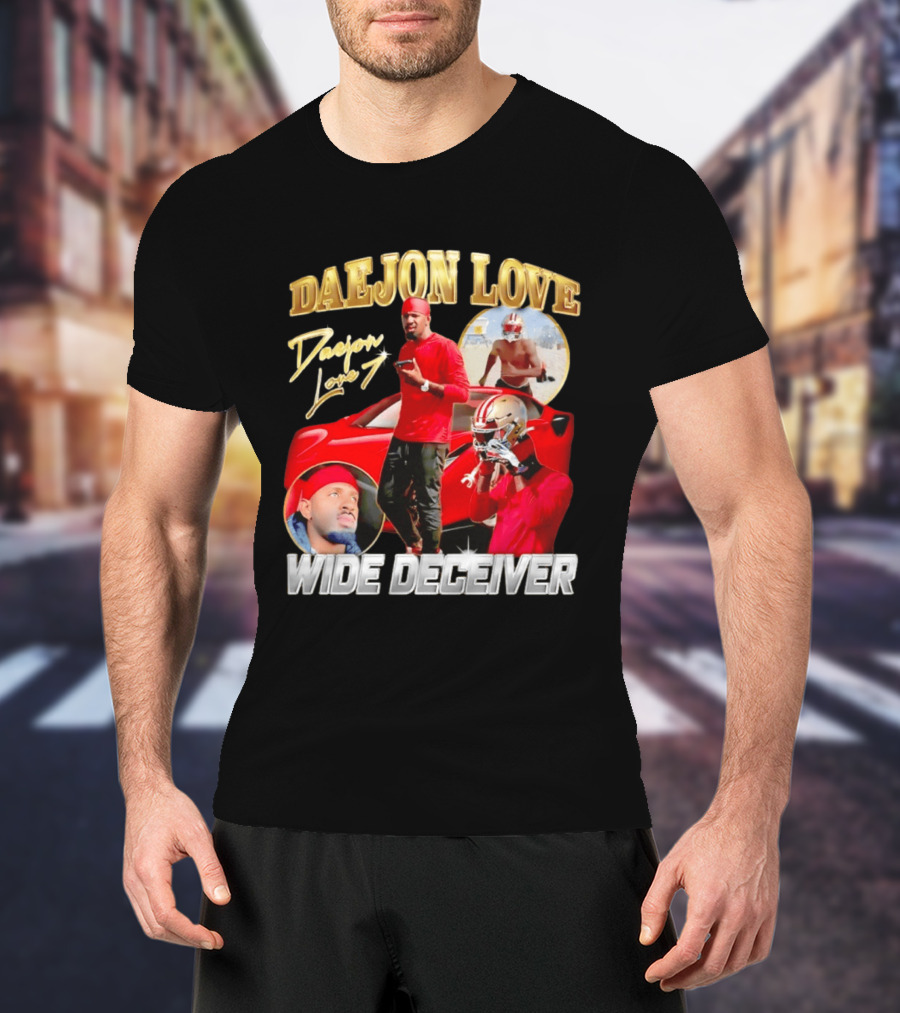 Daejon Love Wide Deceiver Football Tribute Red Car T-Shirt