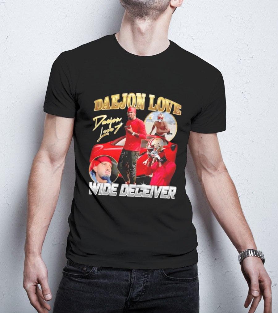 Daejon Love Wide Deceiver Football Tribute Red Car T-Shirt