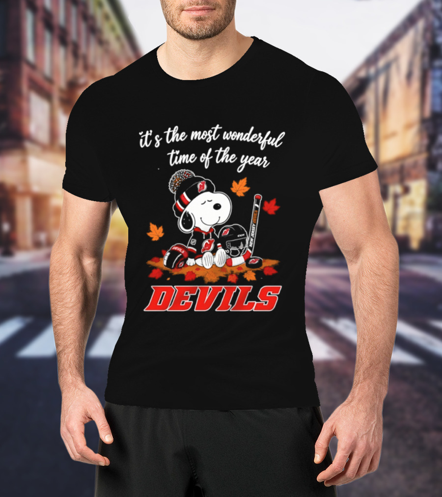 New Jersey Devils Snoopy Halloween 2026 It's The Most Wonderful Time Of The Year Hockey T-Shirt
