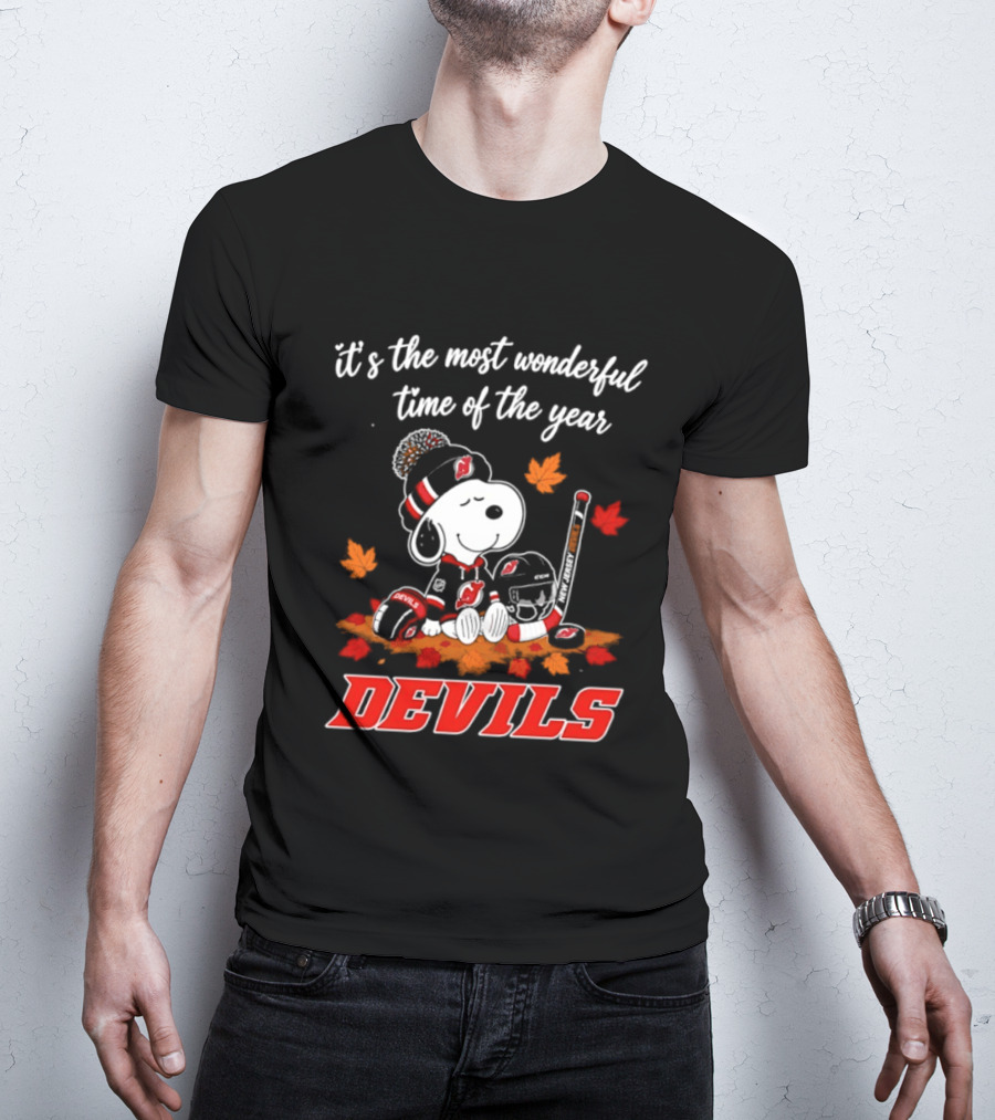 New Jersey Devils Snoopy Halloween 2026 It's The Most Wonderful Time Of The Year Hockey T-Shirt