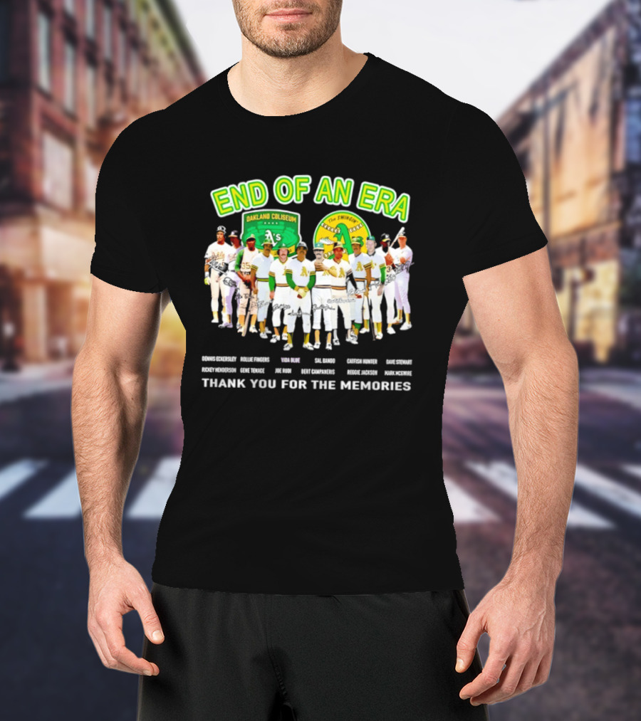 Oakland Athletics End Of An Era Oakland Coliseum A's Logo Thank You For The Memories T-Shirt