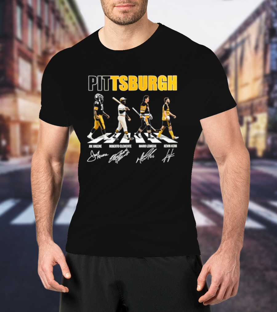 Pittsburgh Steelers Pirates Penguins Crossing Signatures T-Shirt