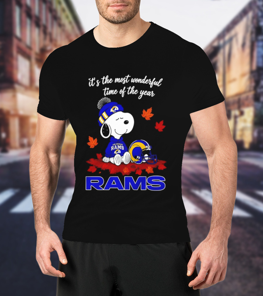 Los Angeles Rams Snoopy Fall Halloween It's The Most Wonderful Time Of The Year 2026 T-Shirt