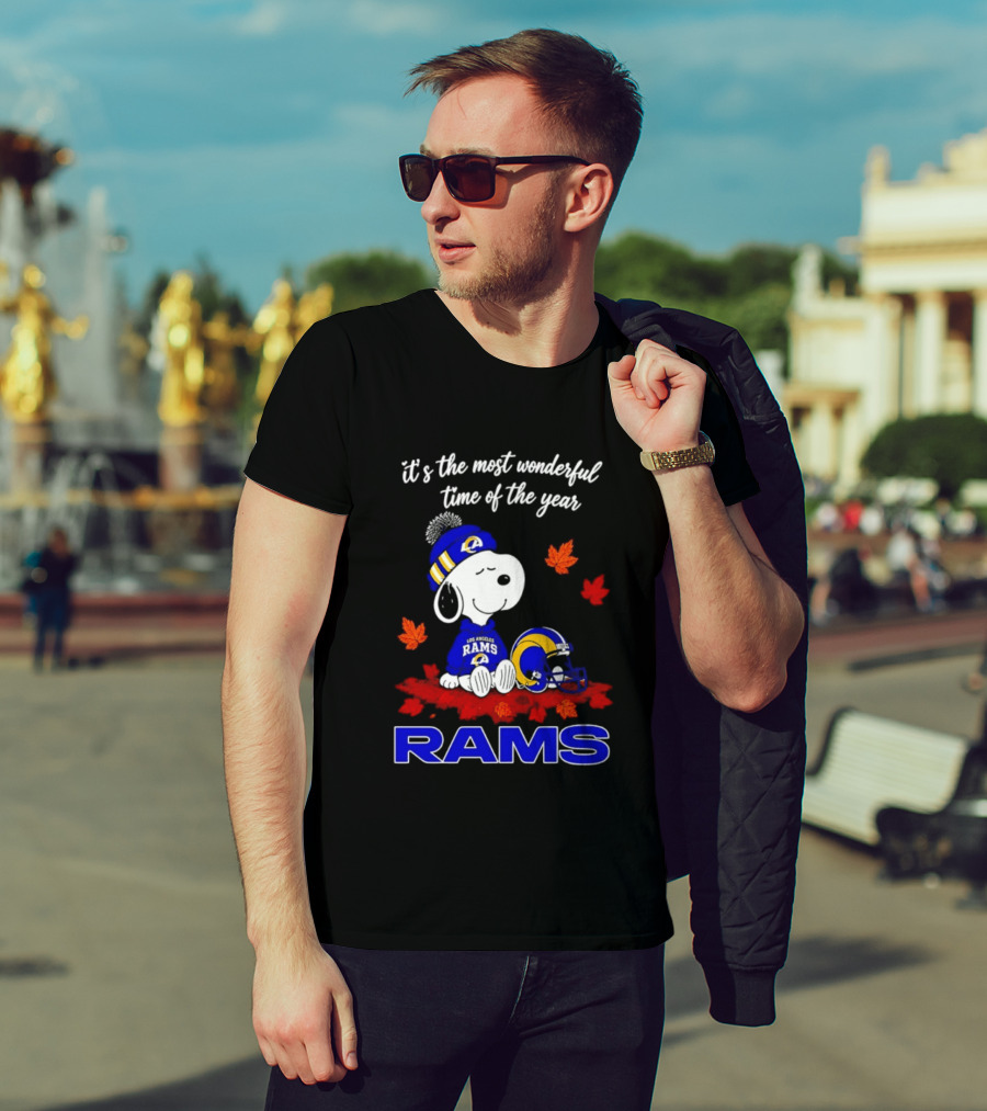 Los Angeles Rams Snoopy Fall Halloween It's The Most Wonderful Time Of The Year 2026 T-Shirt