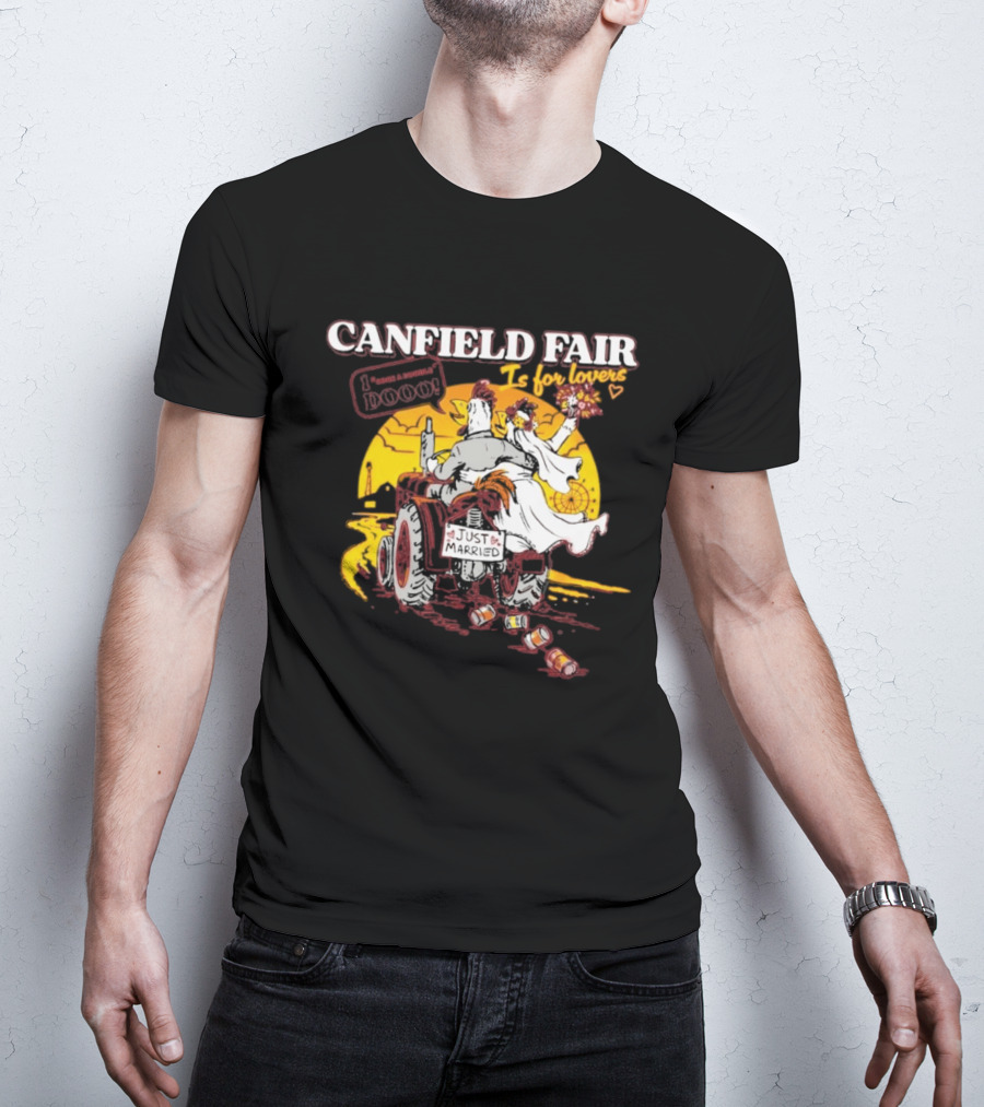 Canfield Fair Just Married Romance Tractor Boom Sunset T-Shirt