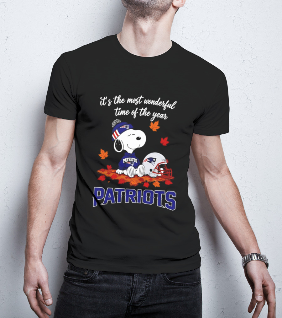 New England Patriots Snoopy Fall Halloween 2026 Most Wonderful Time Of The Year T-Shirt