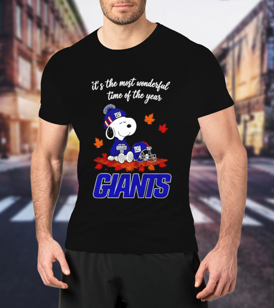 New York Giants Snoopy Fall Halloween 2026 Most Wonderful Time Of The Year T-Shirt