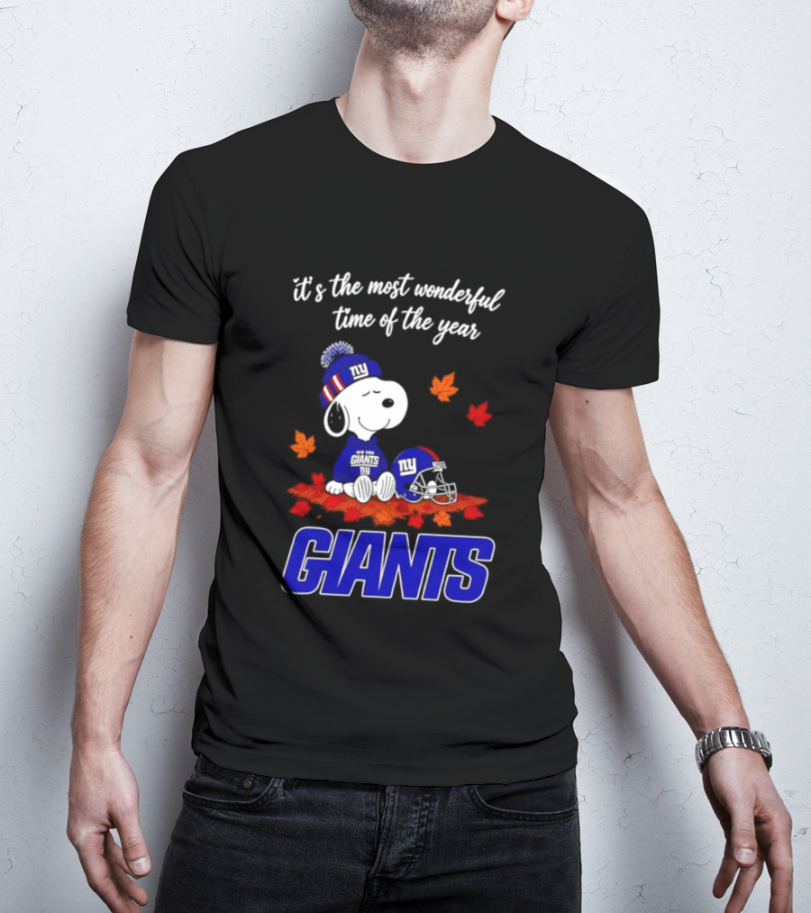 New York Giants Snoopy Fall Halloween 2026 Most Wonderful Time Of The Year T-Shirt