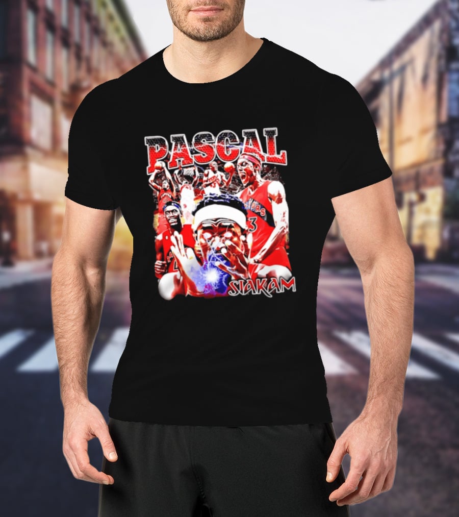 Pascal Siakam Toronto Raptors Thunder Eyes Basketball Player Action Collage T-Shirt