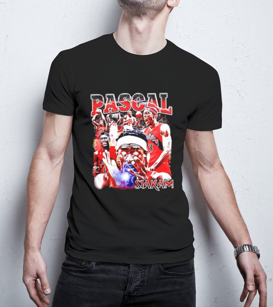 Pascal Siakam Toronto Raptors Thunder Eyes Basketball Player Action Collage T-Shirt