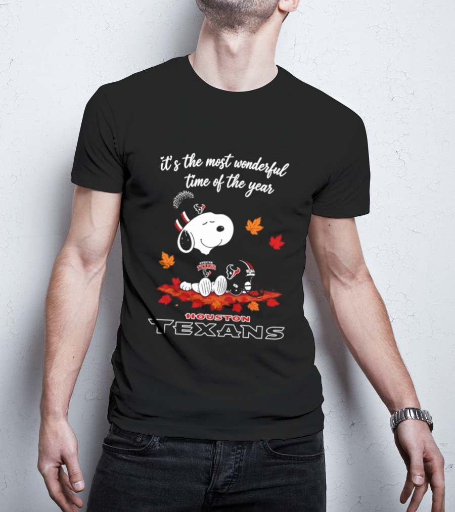 Houston Texans Snoopy Fall Halloween 2026 Most Wonderful Time Of The Year T-Shirt