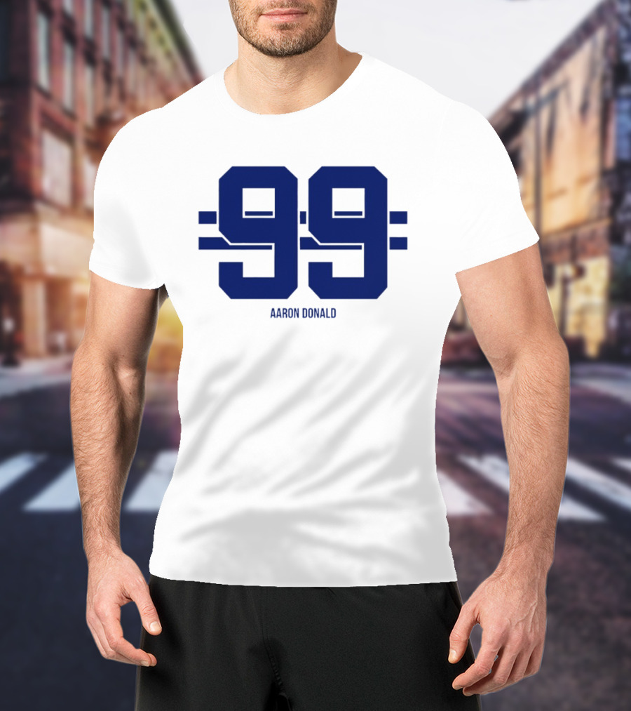 Aaron Donald 99 Los Angeles Rams Stripe Number T-Shirt