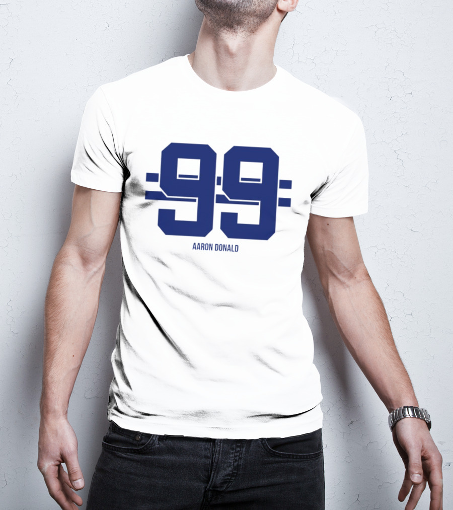 Aaron Donald 99 Los Angeles Rams Stripe Number T-Shirt