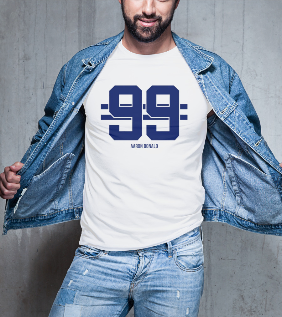 Aaron Donald 99 Los Angeles Rams Stripe Number T-Shirt