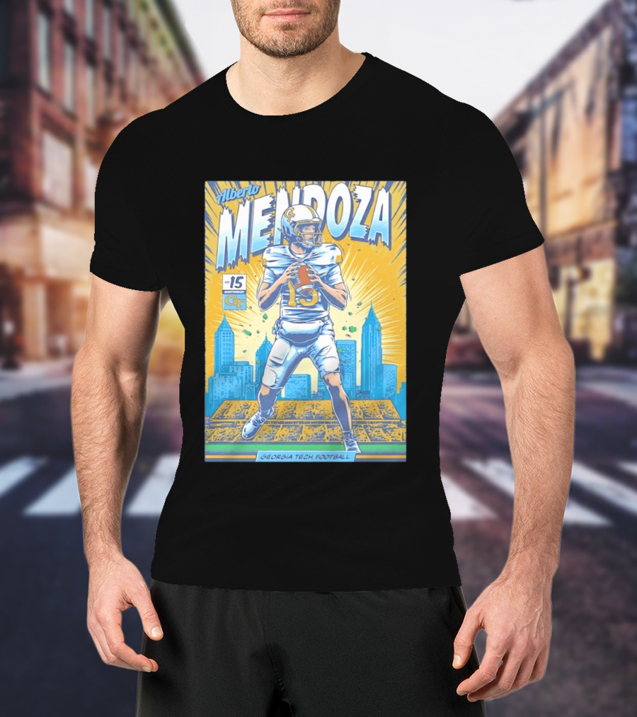 Alberto Mendoza Georgia Tech Football No 15 Yellow Jackets T-Shirt