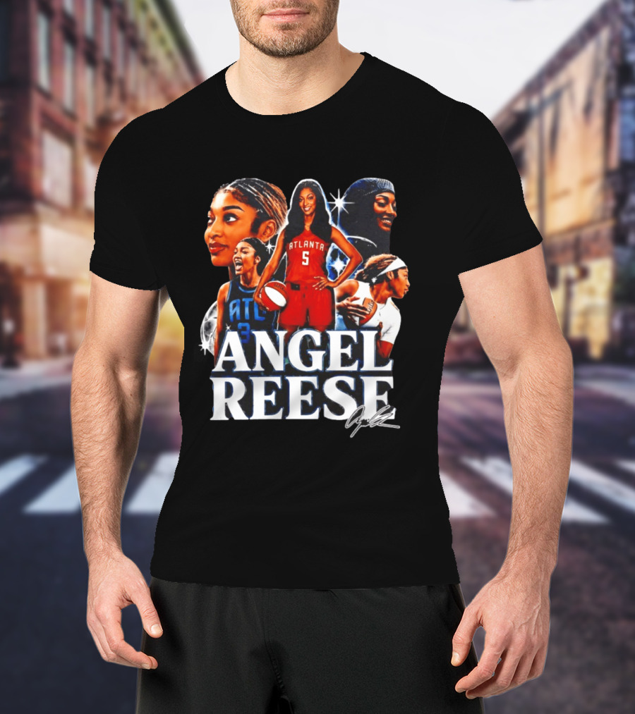 Angel Reese Atlanta Basketball Star Collage T-Shirt