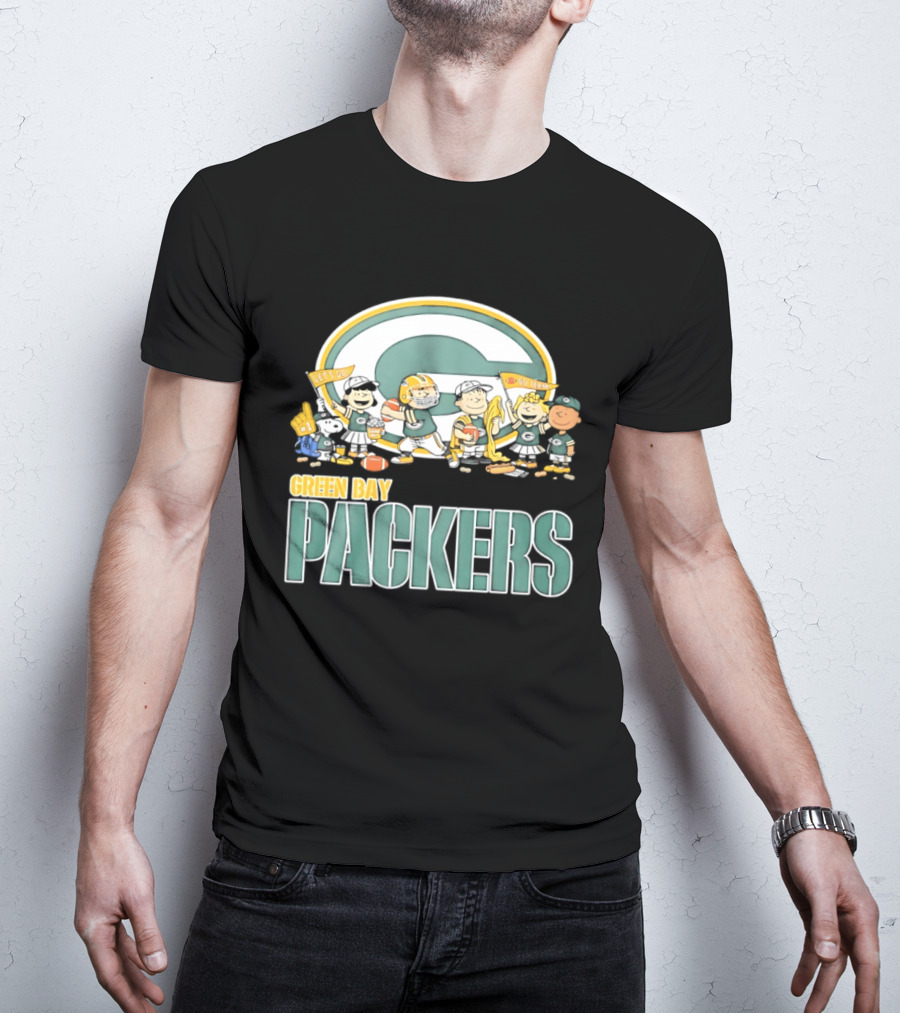 Peanuts Characters Celebrating Green Bay Packers Let's Go Go Team T-Shirt