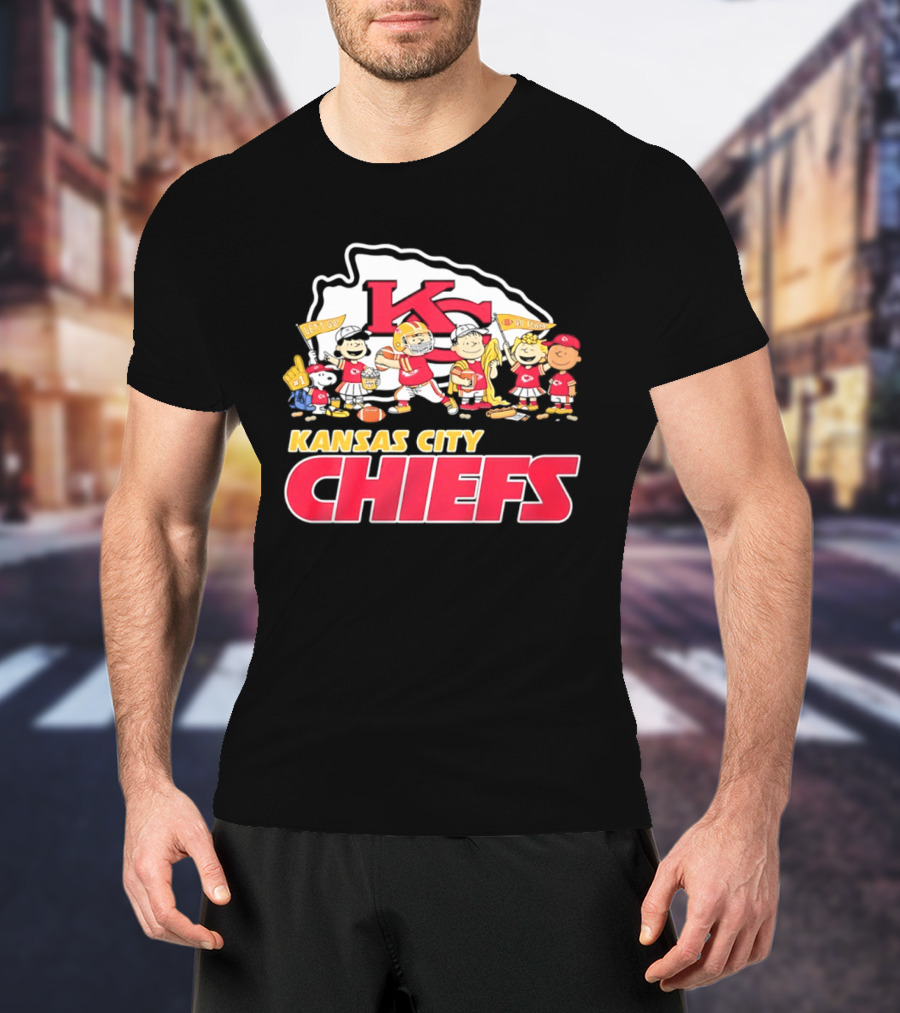 Kansas City Chiefs Peanuts Characters Go Team Let's Go T-Shirt