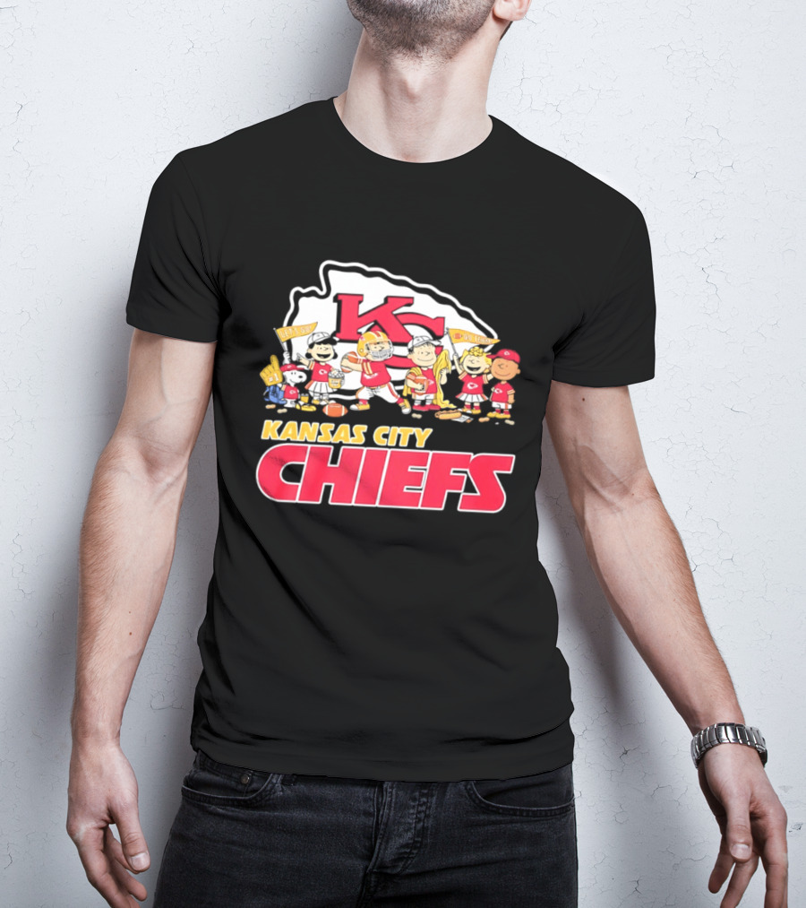 Kansas City Chiefs Peanuts Characters Go Team Let's Go T-Shirt