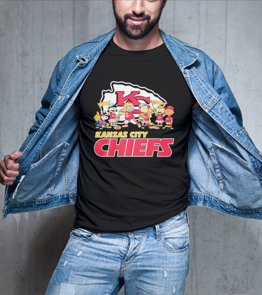 Kansas City Chiefs Peanuts Characters Go Team Let's Go T-Shirt
