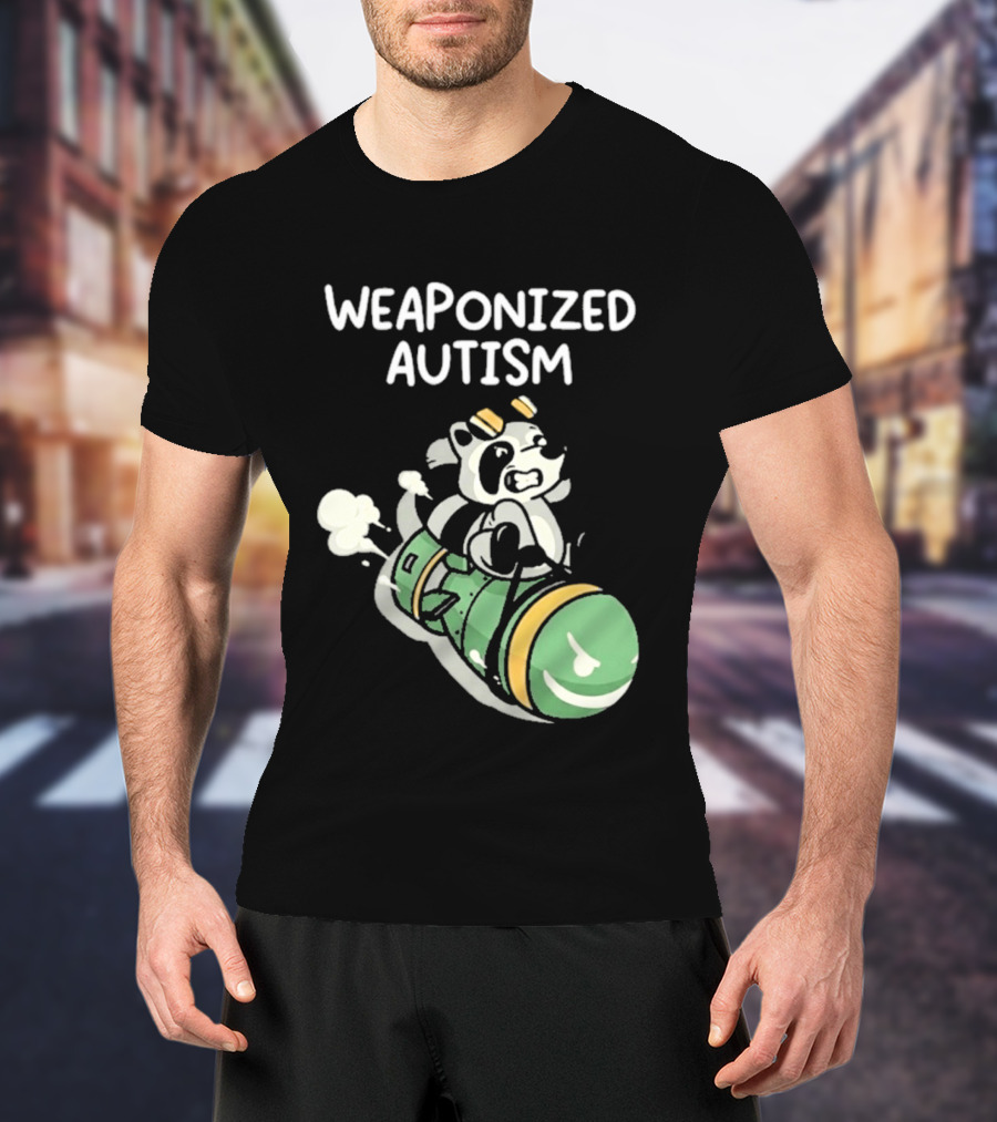 Weaponized Autism Raccoon Riding Missile T-Shirt