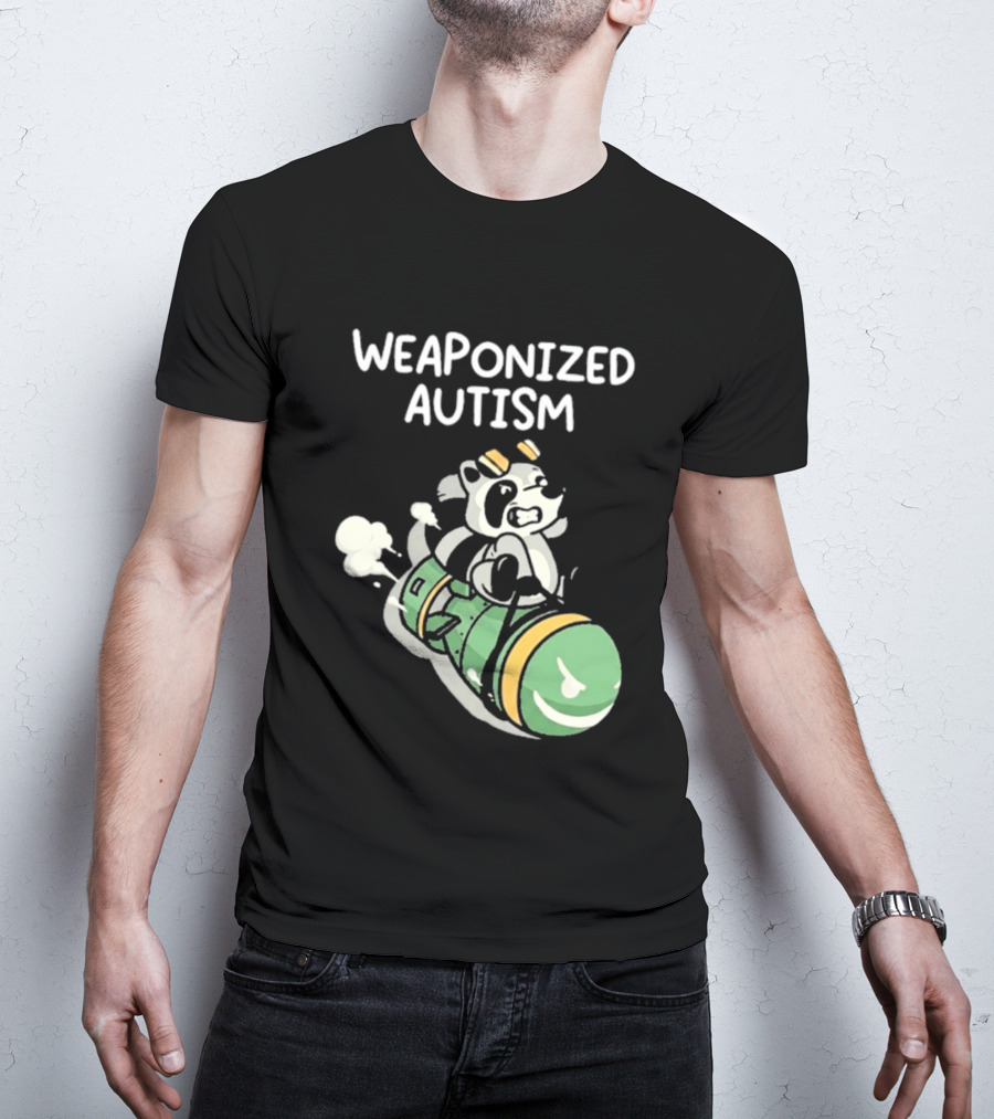 Weaponized Autism Raccoon Riding Missile T-Shirt