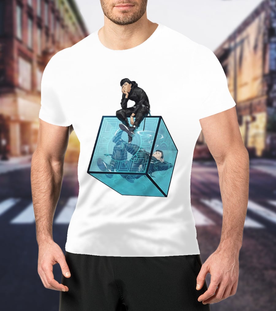 Ghostwire Tokyo Character Sitting On Cyber Cube T-Shirt
