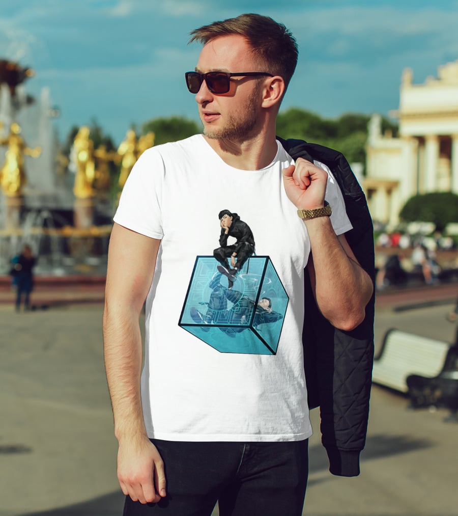 Ghostwire Tokyo Character Sitting On Cyber Cube T-Shirt