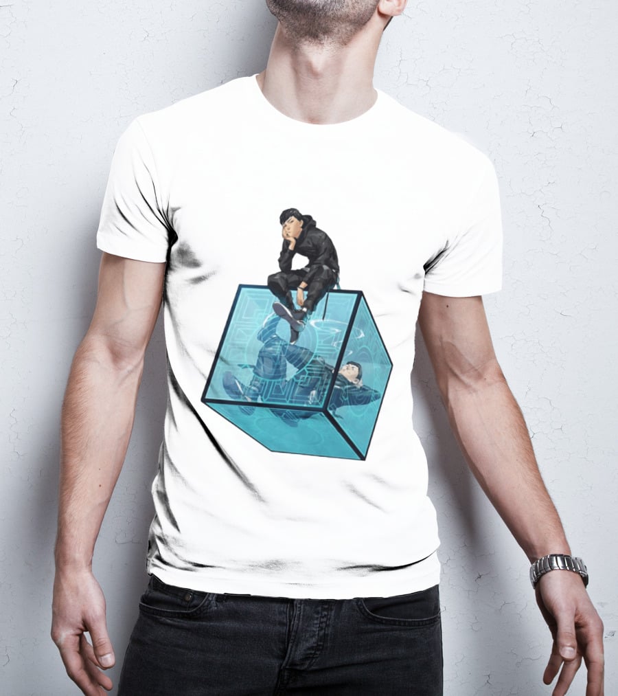 Ghostwire Tokyo Character Sitting On Cyber Cube T-Shirt