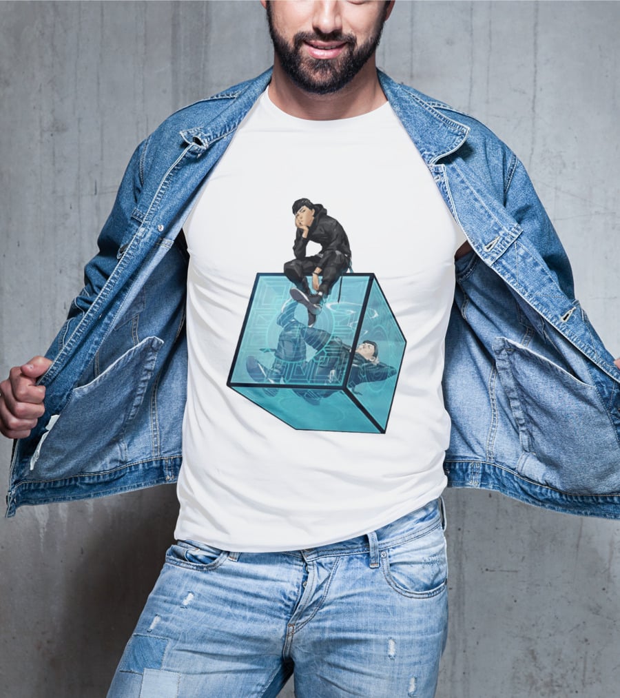 Ghostwire Tokyo Character Sitting On Cyber Cube T-Shirt