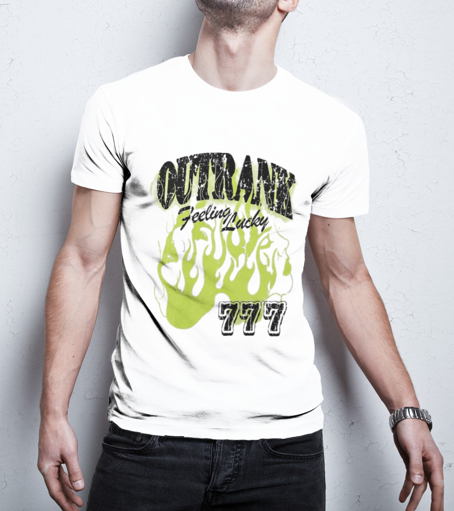 Outrank Feeling Lucky 777 Green Flames T-Shirt