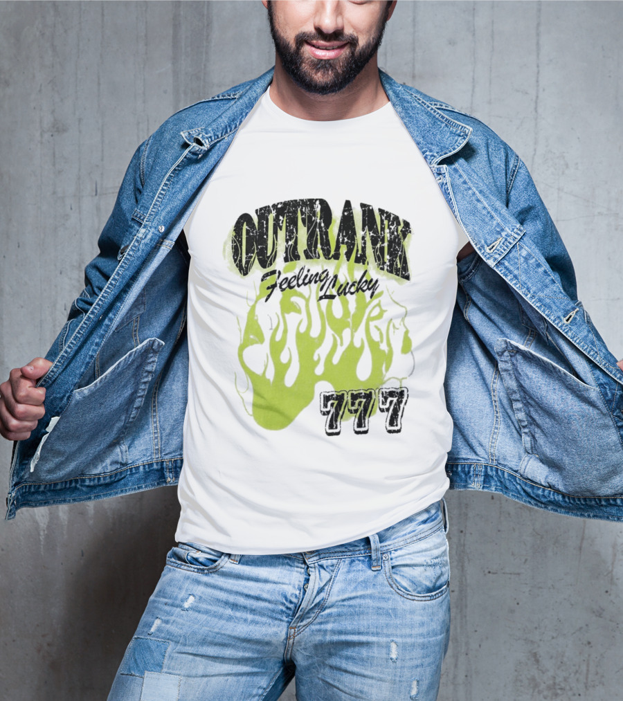 Outrank Feeling Lucky 777 Green Flames T-Shirt