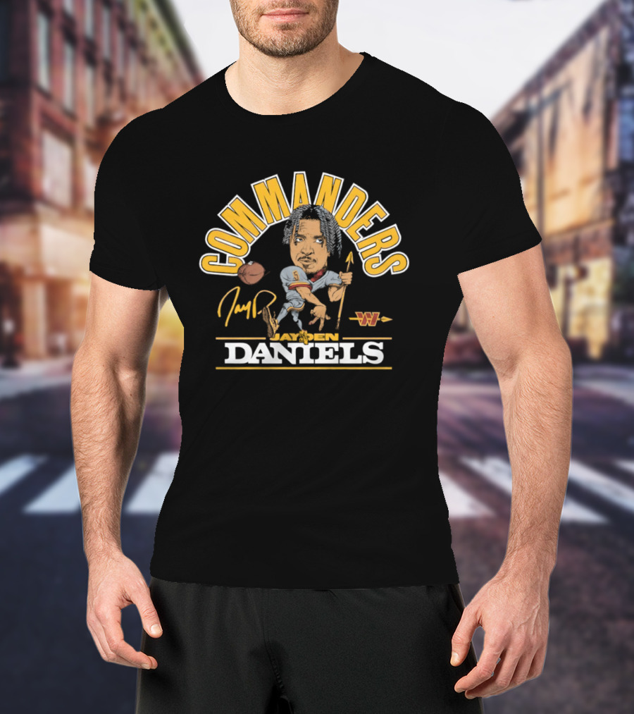 Washington Commanders Football Jayden Daniels Caricature T-Shirt