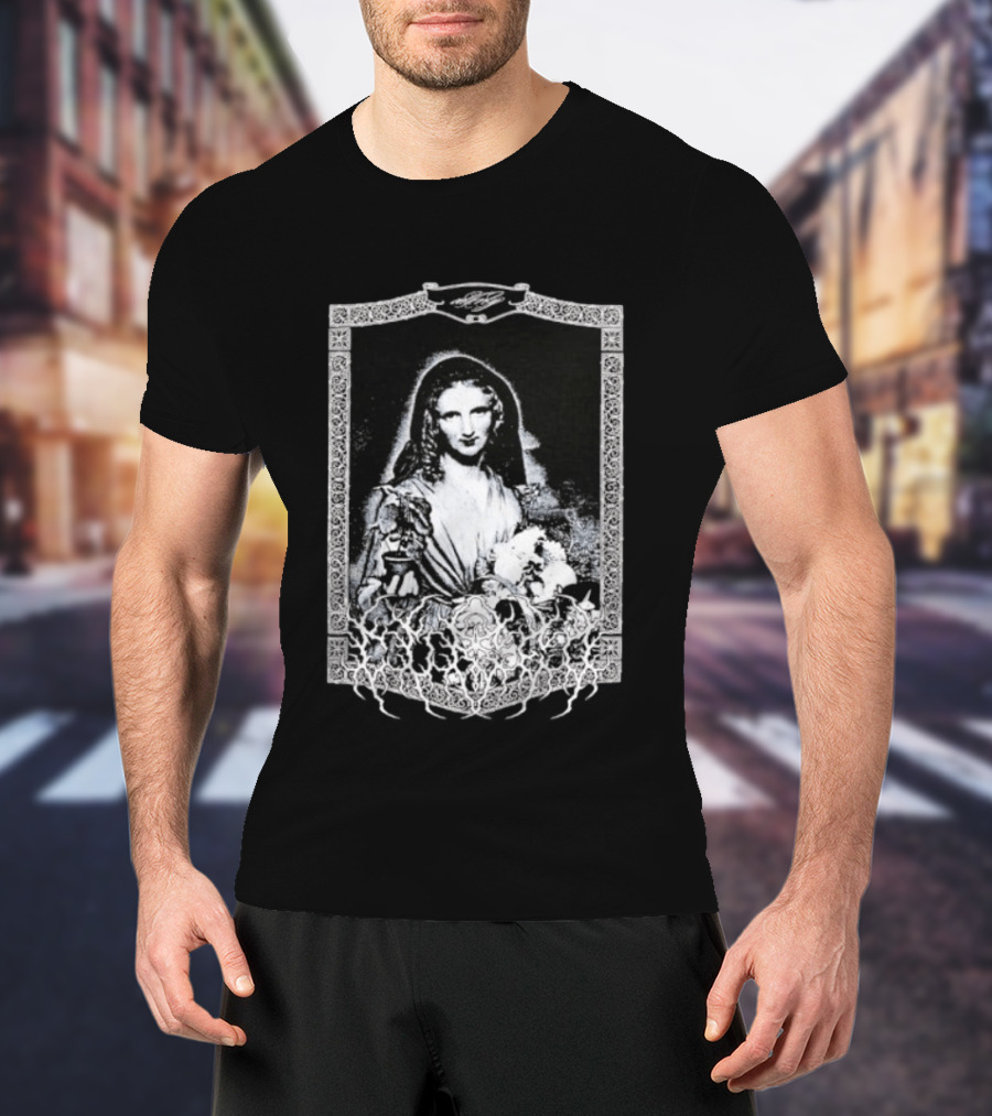 Cursed Black Metal Gothic Dark Saintly Figure With Floral Skull Motif T-Shirt