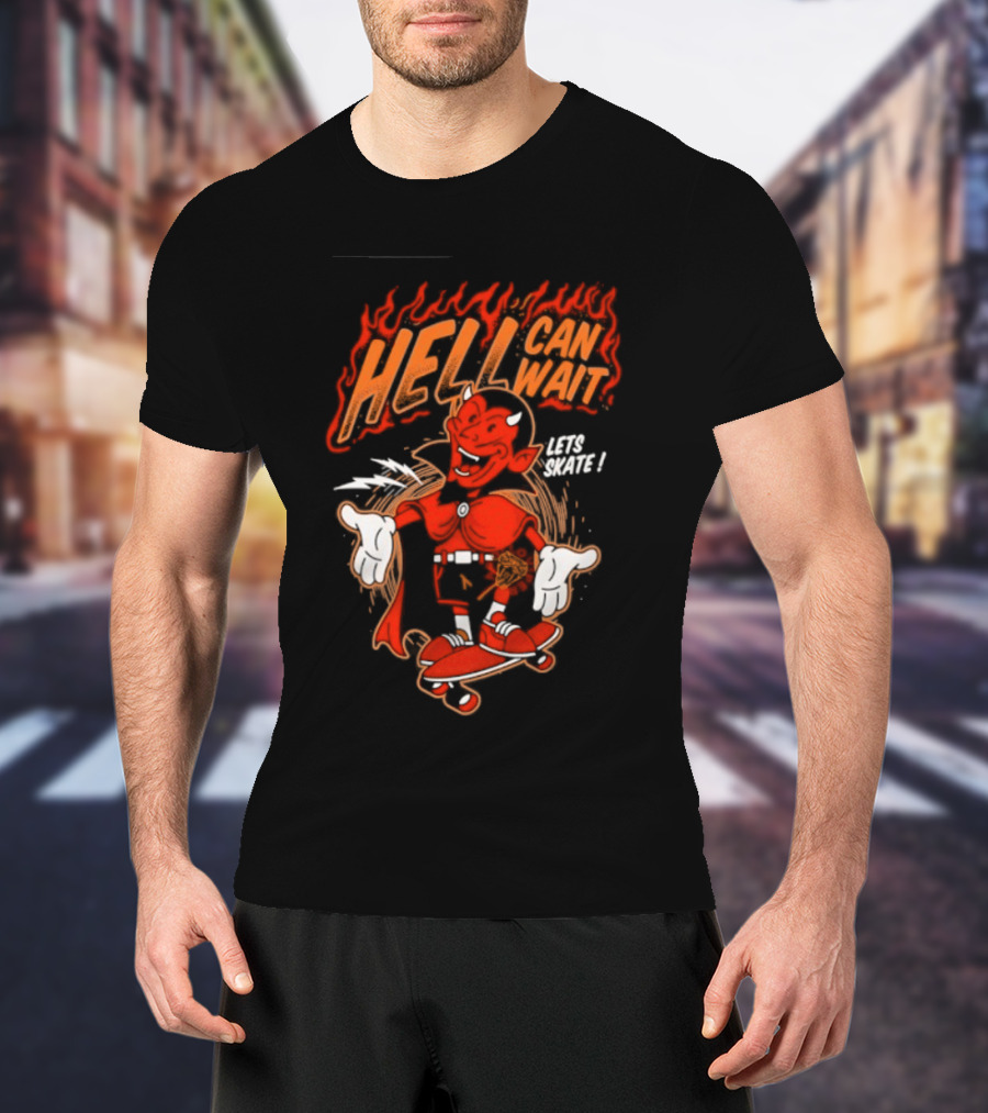 Hell Can Wait Let's Skate Devil Skateboarding T-Shirt