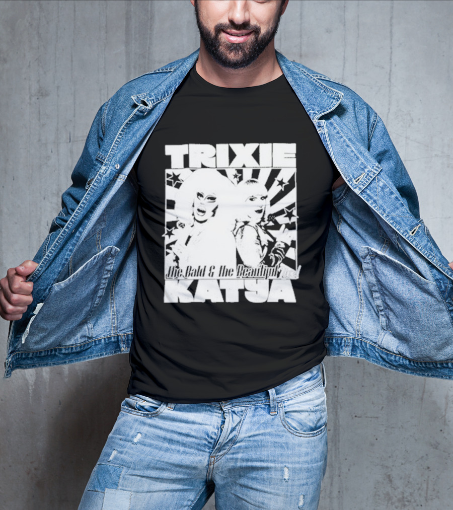 Trixie Katya The Bald And The Beautiful Stars Burst Microphone T-Shirt