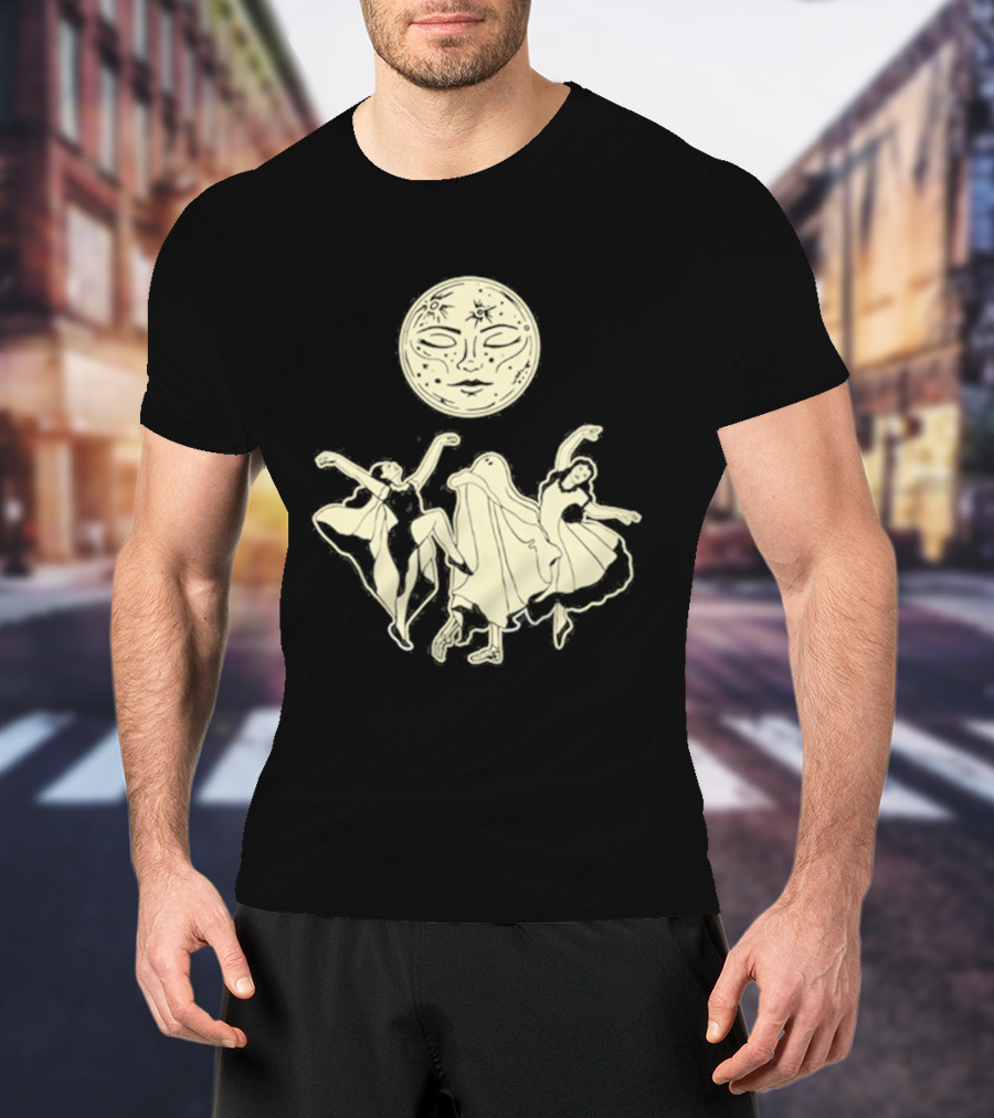 Two Girls Ghostly Dance Under Moon T-Shirt