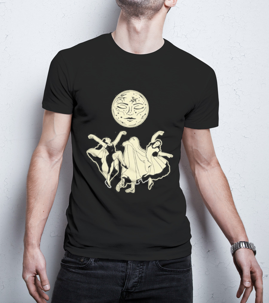 Two Girls Ghostly Dance Under Moon T-Shirt