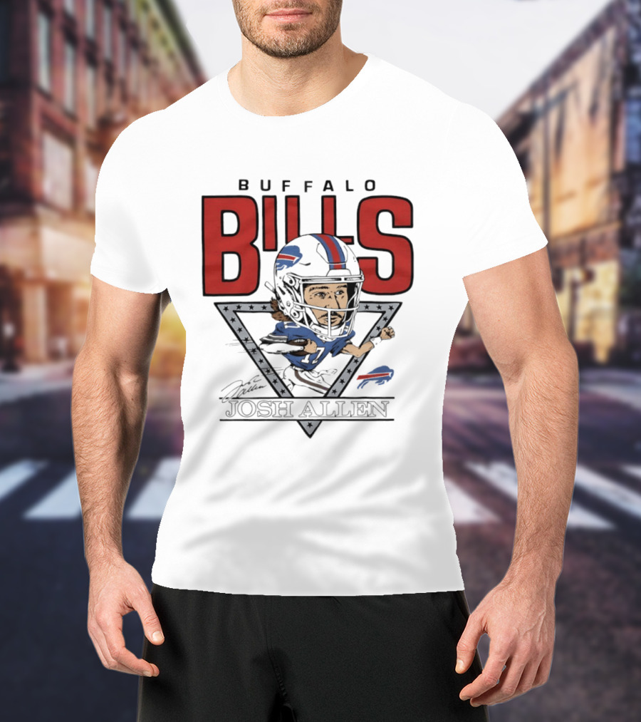 Buffalo Bills Josh Allen Football Caricature Triangle T-Shirt