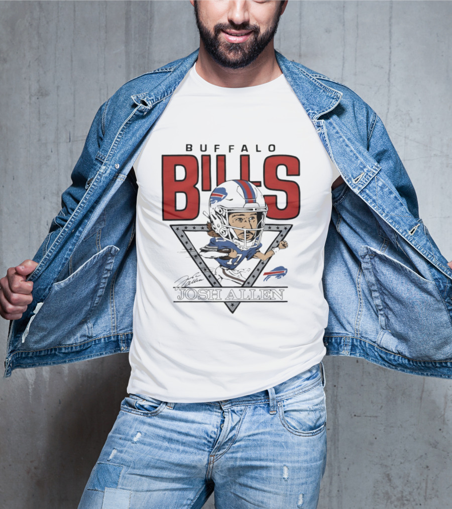 Buffalo Bills Josh Allen Football Caricature Triangle T-Shirt
