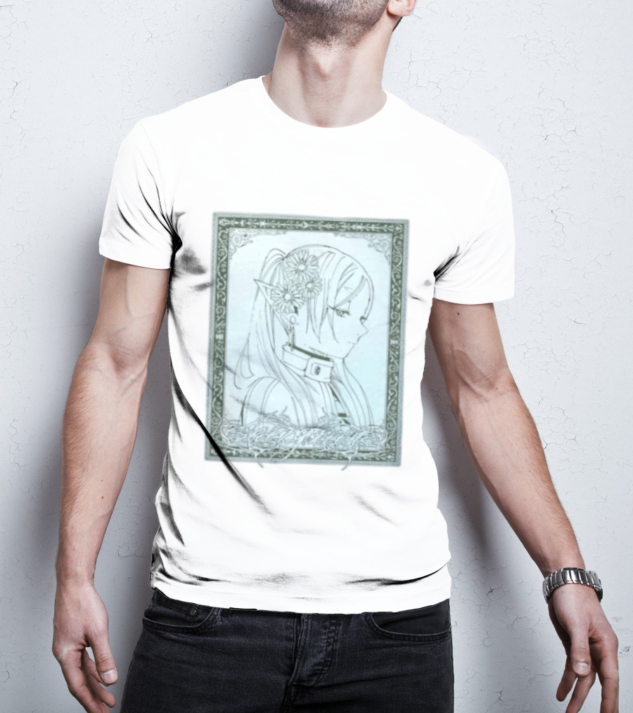 Frieren Evergreen Elf Girl Floral Fantasy Art Nouveau T-Shirt