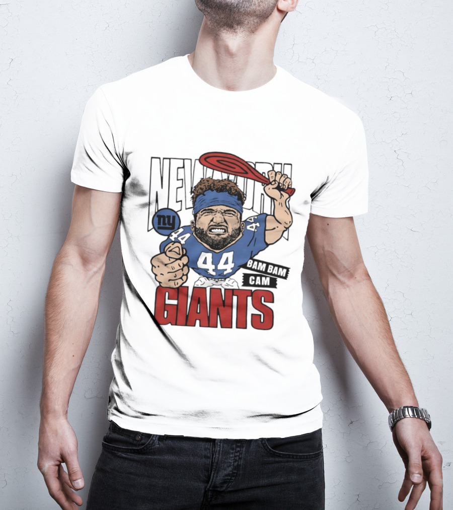 New York Giants Bam Bam Cam 44 Caricature Football ан T-Shirt