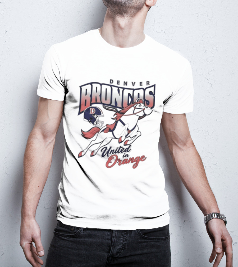 Denver Broncos United In Orange Football Helmet Horse T-Shirt