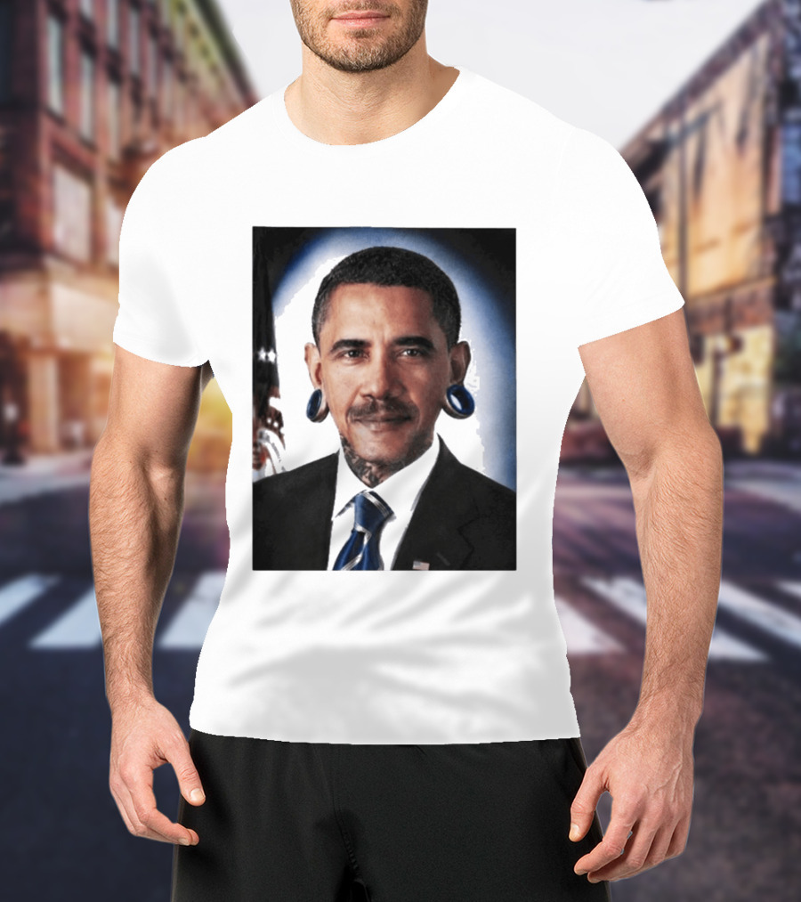 Obama President Political Fashion With Tattoos And Futuristic T-Shirt
