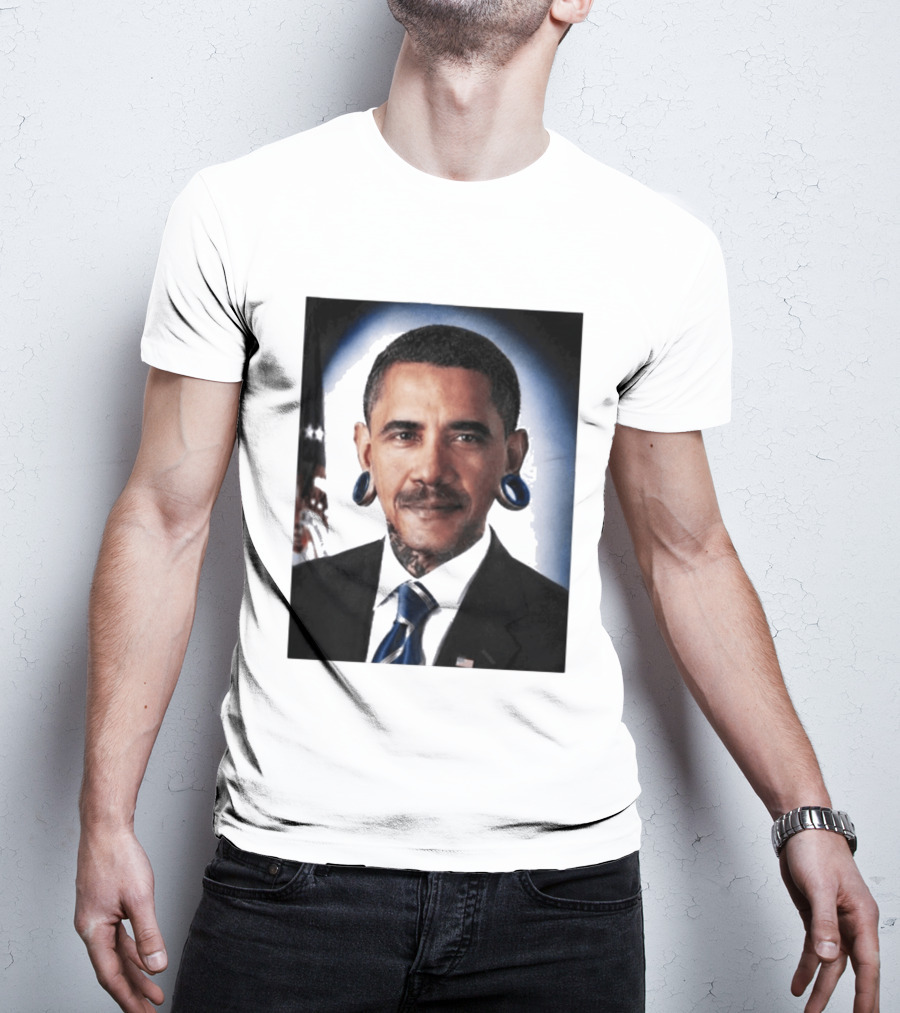 Obama President Political Fashion With Tattoos And Futuristic T-Shirt