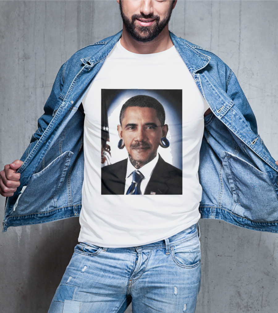 Obama President Political Fashion With Tattoos And Futuristic T-Shirt
