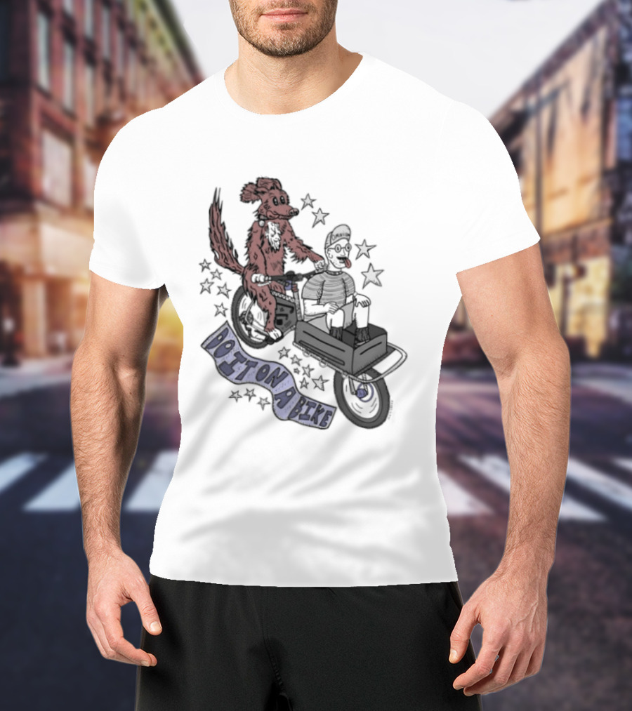 Original Dog On A Bike Omnium Cycling Matt Crank Free And High Stars T-Shirt