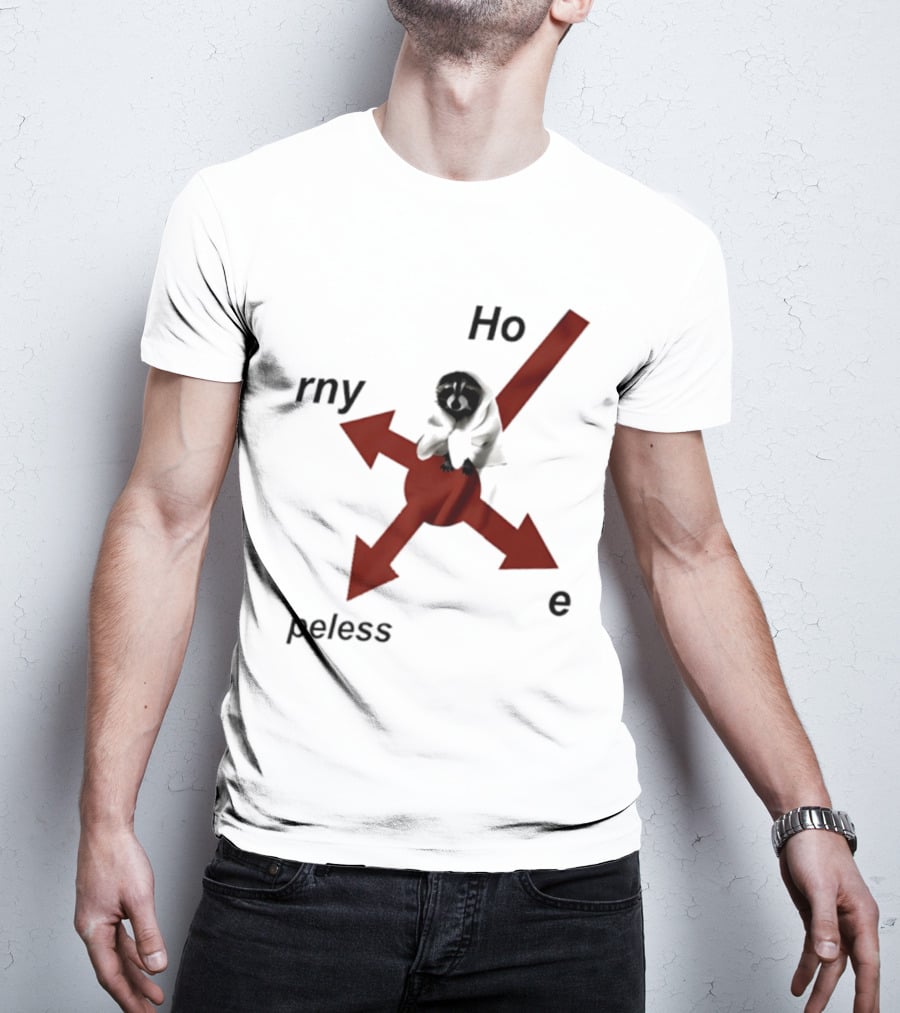 Raccoon Horny Hopeless Hoe Arrows T-Shirt
